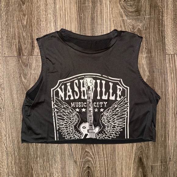 SHEIN Tops - Charcoal Grey Nashville Music City Crop Top